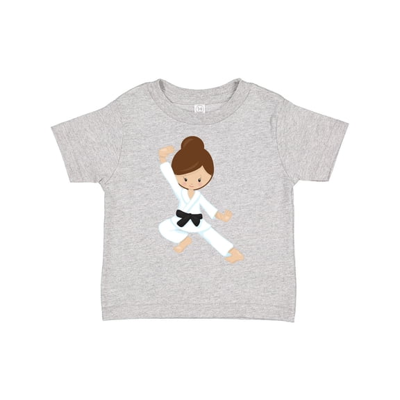 Inktastic Karate Girl, Cute Girl, Black Belt, Brown Hair Girls Toddler T-Shirt