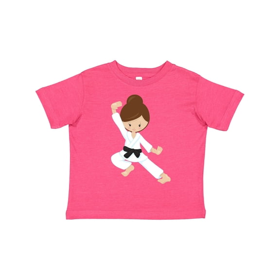 Inktastic Karate Girl, Cute Girl, Black Belt, Brown Hair Girls Toddler T-Shirt