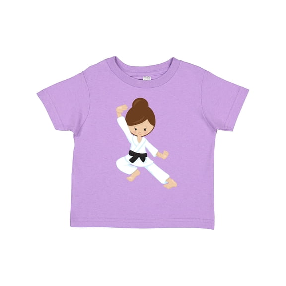 Inktastic Karate Girl, Cute Girl, Black Belt, Brown Hair Girls Toddler T-Shirt