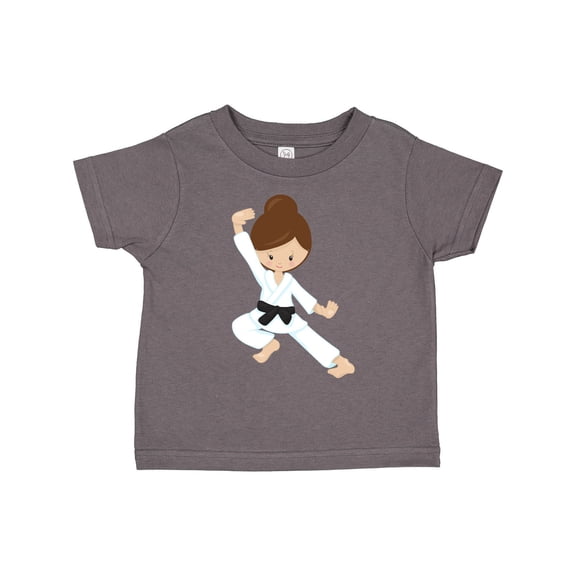 Inktastic Karate Girl, Cute Girl, Black Belt, Brown Hair Girls Toddler T-Shirt