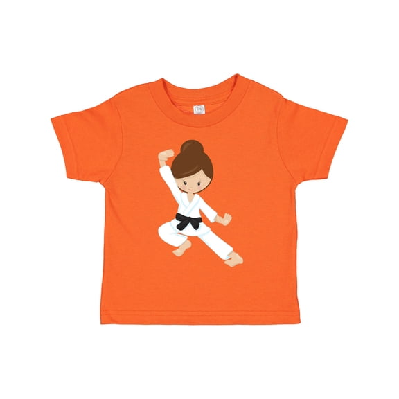 Inktastic Karate Girl, Cute Girl, Black Belt, Brown Hair Girls Toddler T-Shirt