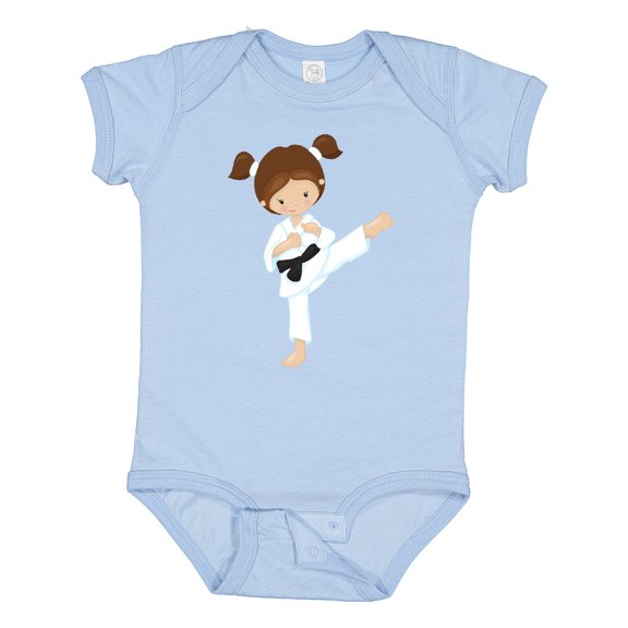Inktastic Karate Girl, Cute Girl, Brown Hair, Black Belt Girls Baby Bodysuit