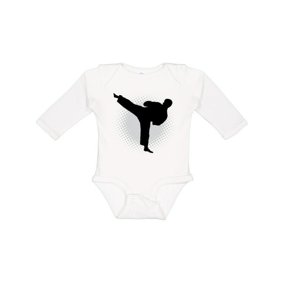 Inktastic Karate Martial Arts Silhouette Sports Boys Long Sleeve Baby Bodysuit