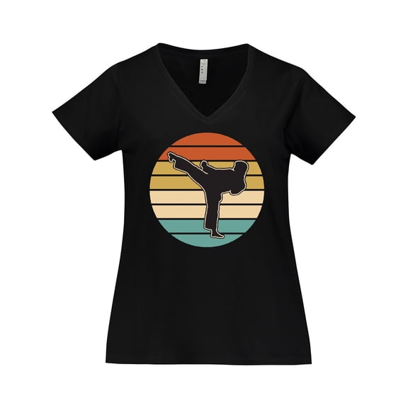Inktastic Karate Martial Arts Silhouette Women's Plus Size V-Neck T-Shirt
