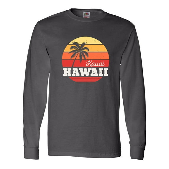 Inktastic Kauai Hawaii Retro Sunset Long Sleeve T-Shirt