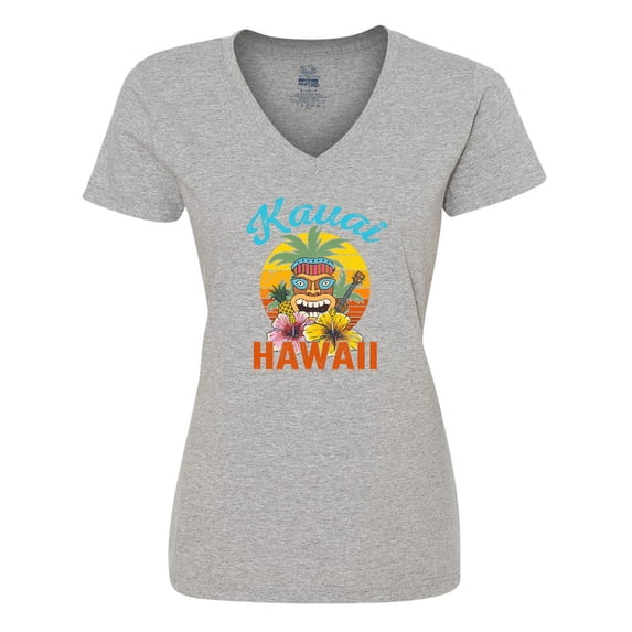 Inktastic Kauai Hawaii Vacation Tiki Women's V-Neck T-Shirt