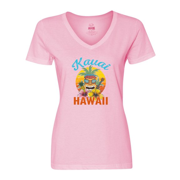 Inktastic Kauai Hawaii Vacation Tiki Women's V-Neck T-Shirt