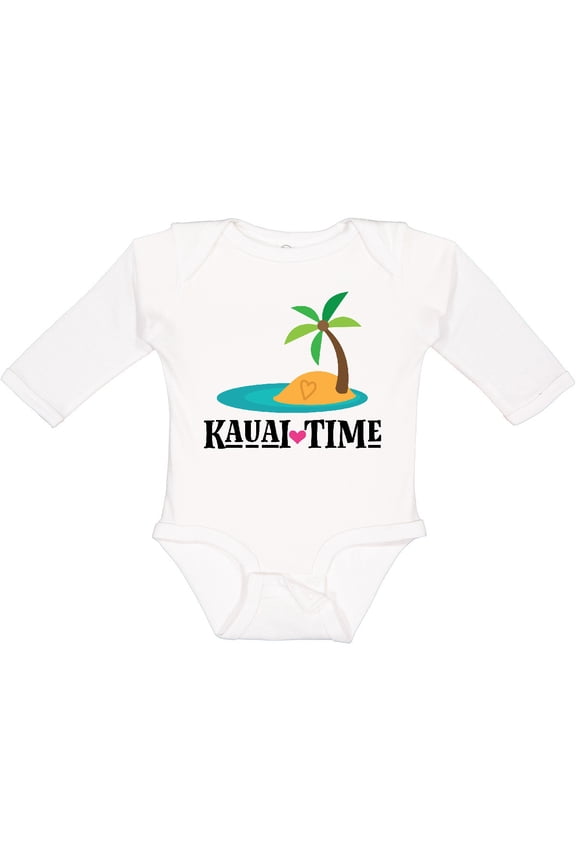 Kauai Time Hawaii Island Boys or Girls Long Sleeve Baby Bodysuit