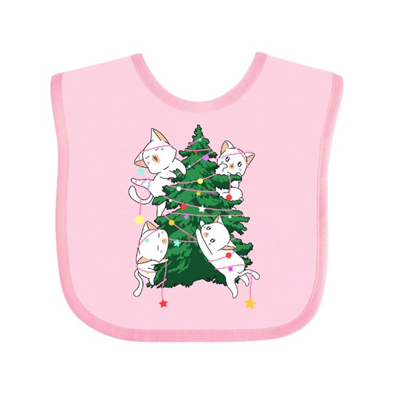 Inktastic Kawaii Cats Christmas Tree Boys or Girls Baby Bib