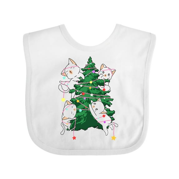 Inktastic Kawaii Cats Christmas Tree Boys or Girls Baby Bib