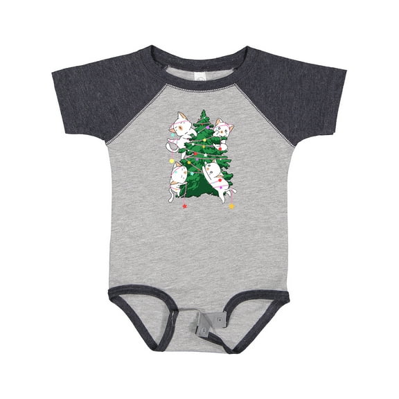 Inktastic Kawaii Cats Christmas Tree Boys or Girls Baby Bodysuit