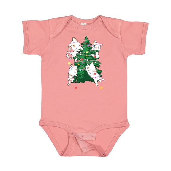 Inktastic Kawaii Cats Christmas Tree Boys or Girls Baby Bodysuit