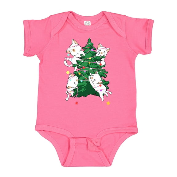 Inktastic Kawaii Cats Christmas Tree Boys or Girls Baby Bodysuit