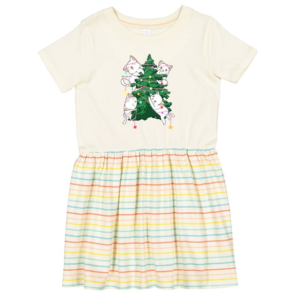 Inktastic Kawaii Cats Christmas Tree Girls Toddler Dress