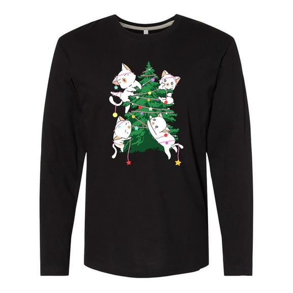 Inktastic Kawaii Cats Christmas Tree Long Sleeve T-Shirt