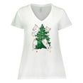 thumbnail image 1 of Inktastic Kawaii Cats Christmas Tree Women's Plus Size V-Neck T-Shirt, 1 of 5