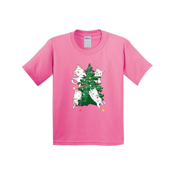 Inktastic Kawaii Cats Christmas Tree Youth T-Shirt