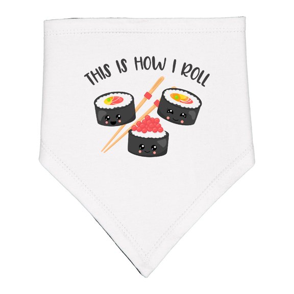 Inktastic Kawaii How I Roll Sushi Baby Bandana Bib