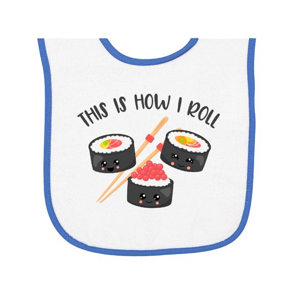 Inktastic Kawaii How I Roll Sushi Baby Terry Cloth Bib