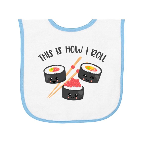 Inktastic Kawaii How I Roll Sushi Baby Terry Cloth Bib