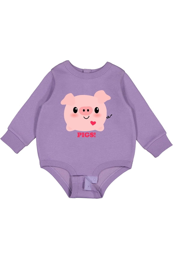 Kawaii I Love Pigs Baby Fleece Bodysuit