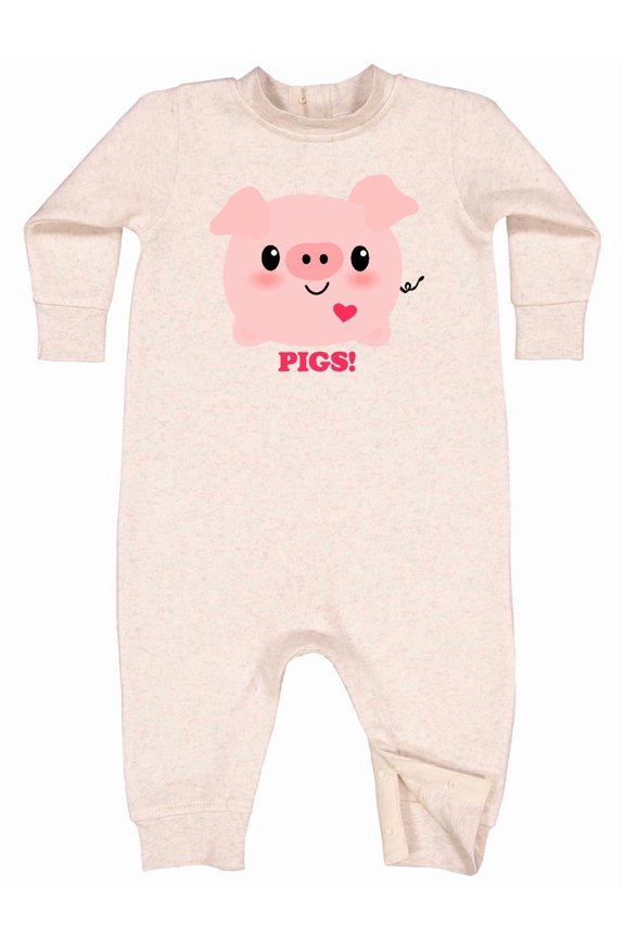 Kawaii I Love Pigs Baby Fleece Romper