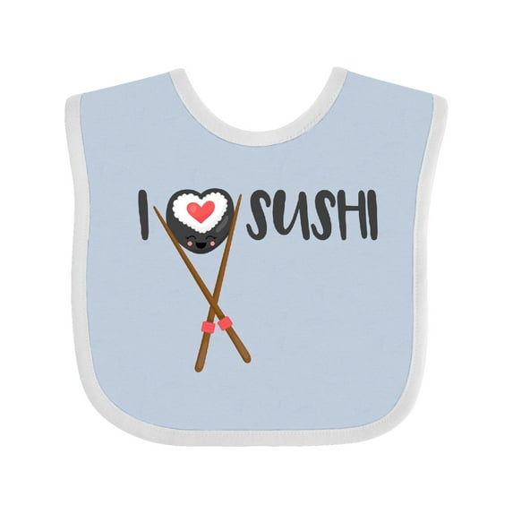 Inktastic Kawaii I Love Sushi Boys or Girls Baby Bib
