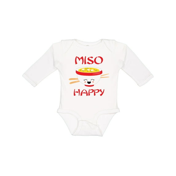 Inktastic Kawaii Miso Happy Boys or Girls Long Sleeve Baby Bodysuit