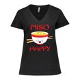 thumbnail image 1 of Inktastic Kawaii Miso Happy Women's Plus Size V-Neck T-Shirt, 1 of 5
