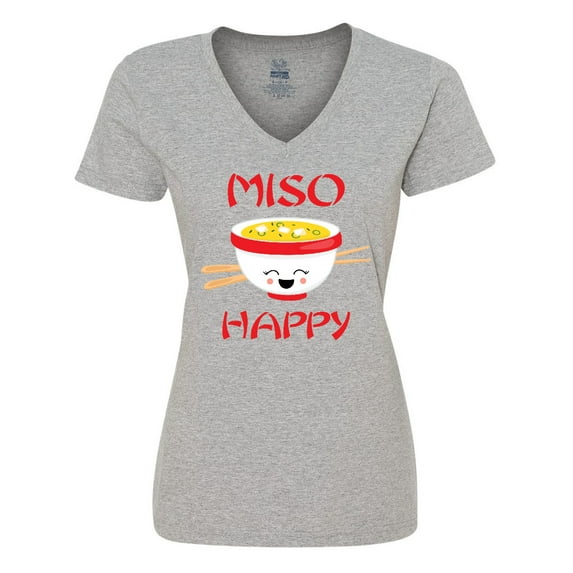 Inktastic Kawaii Miso Happy Women's V-Neck T-Shirt