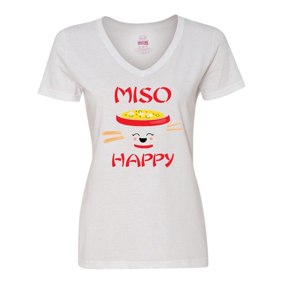 Inktastic Kawaii Miso Happy Women's V-Neck T-Shirt