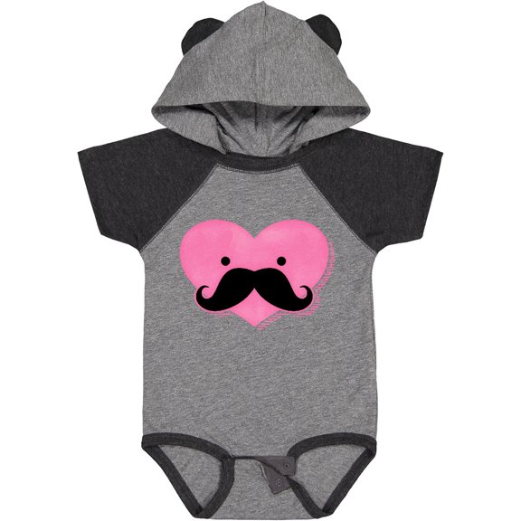 Inktastic Kawaii Mustache Heart Girls Baby Bodysuit