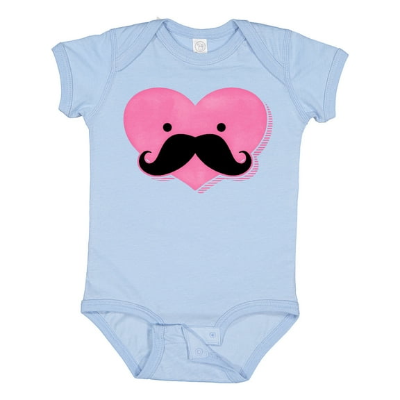 Inktastic Kawaii Mustache Heart Girls Baby Bodysuit