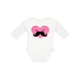 thumbnail image 1 of Inktastic Kawaii Mustache Heart Girls Long Sleeve Baby Bodysuit, 1 of 5