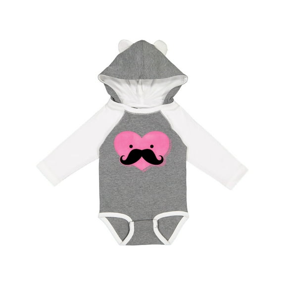 Inktastic Kawaii Mustache Heart Girls Long Sleeve Baby Bodysuit