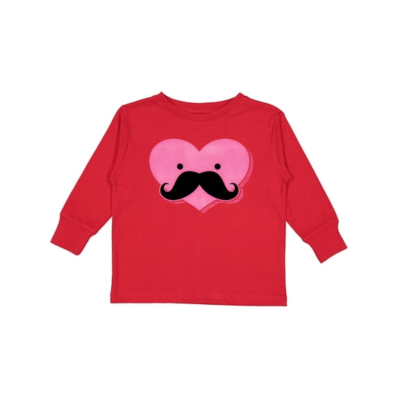 Inktastic Kawaii Mustache Heart Girls Long Sleeve Toddler T-Shirt
