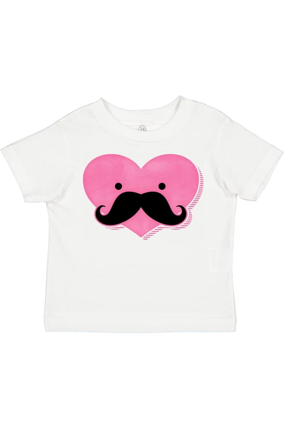 Kawaii Mustache Heart Girls Toddler T-Shirt