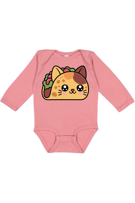 Kawaii Taco Cat Boys or Girls Long Sleeve Baby Bodysuit