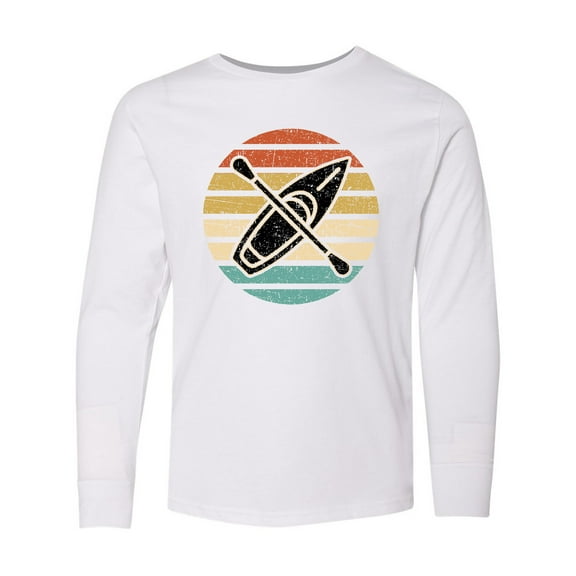 Inktastic Kayaking Gift Retro Kayak Boating Long Sleeve Youth T-Shirt