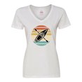 thumbnail image 1 of Inktastic Kayaking Retro Kayak Boating Women's V-Neck T-Shirt, 1 of 5
