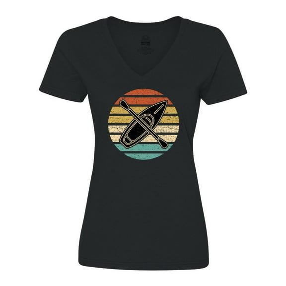 Inktastic Kayaking Retro Kayak Boating Women's V-Neck T-Shirt