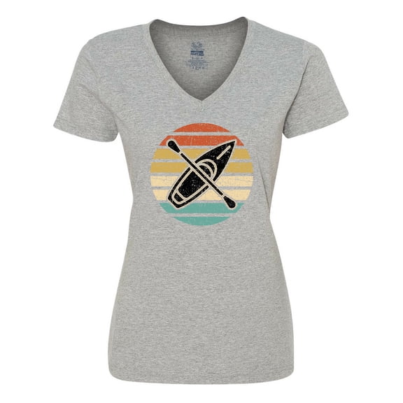 Inktastic Kayaking Retro Kayak Boating Women's V-Neck T-Shirt