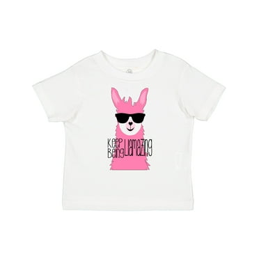 Inktastic Keep Being Llamazing Pink Llama in Sunglasses Boys or Girls Toddler T-Shirt