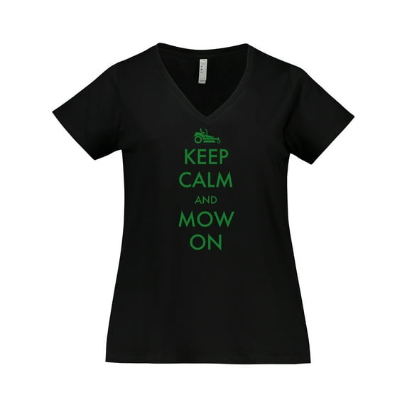 Inktastic Keep Calm and Mow On Zero Turn Women's Plus Size V-Neck T-Shirt