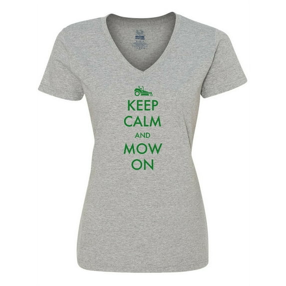 Inktastic Keep Calm and Mow on Zero Turn Women's V-Neck T-Shirt