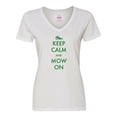 thumbnail image 1 of Inktastic Keep Calm and Mow on Zero Turn Women's V-Neck T-Shirt, 1 of 5