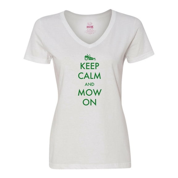 Inktastic Keep Calm and Mow on Zero Turn Women's V-Neck T-Shirt
