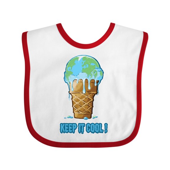 Inktastic Keep It Cool Melting Earth Ice Cream Cone Boys or Girls Baby Bib