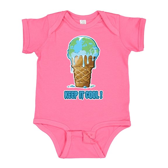 Inktastic Keep It Cool Melting Earth Ice Cream Cone Boys or Girls Baby Bodysuit