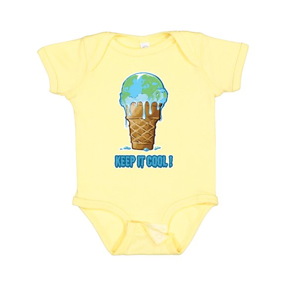 Inktastic Keep It Cool Melting Earth Ice Cream Cone Boys or Girls Baby Bodysuit
